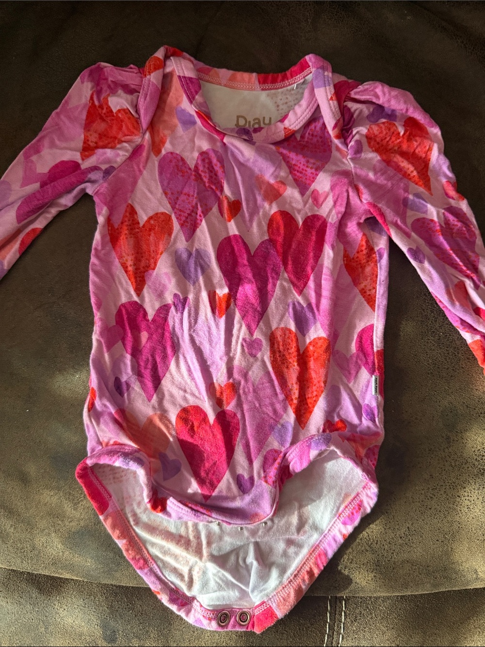 Little Sleepies Pink Long-Sleeve Heart-Print One-Piece